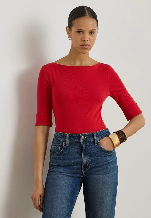 

Футболка с вырезом-лодочкой из эластичного хлопка, базовая футболка. Lauren Ralph Lauren Petite, Cruise Red, Красный, Футболка с вырезом-лодочкой из эластичного хлопка, базовая футболка. Lauren Ralph Lauren Petite, Cruise Red