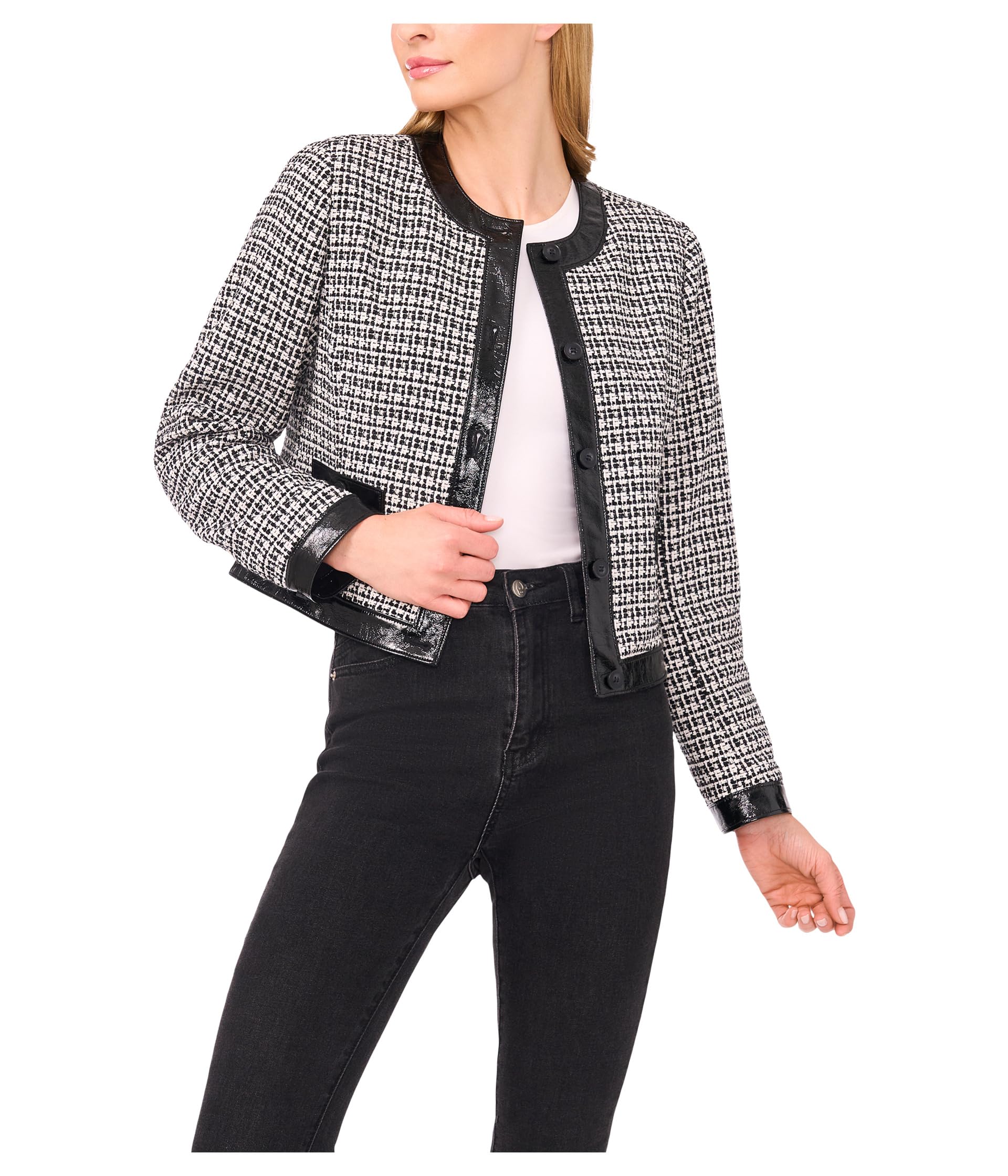 

Куртка CeCe Long Sleeve Tweed Front Pocket Jacket, цвет Rich Black