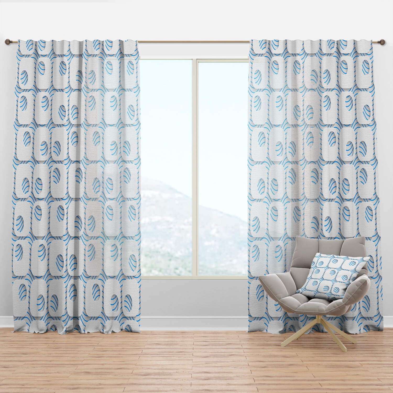 

Шторы Designart'3D Pattern III, синий