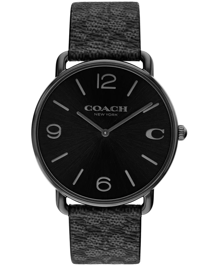 

Мужские часы Elliot Signature с ремешком из угольно-серой кожи, 41 мм COACH