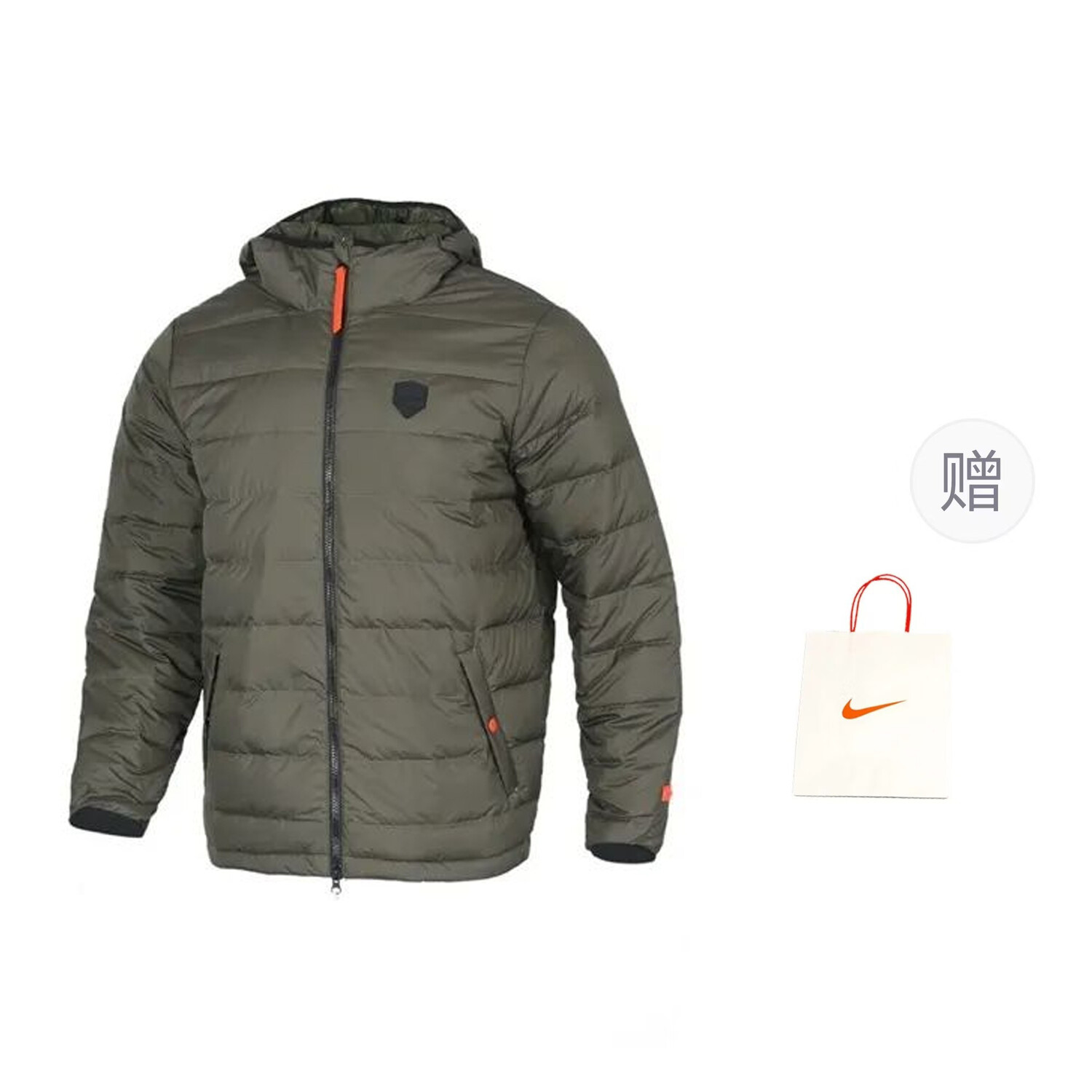 

Пуховик мужской зеленый + подарочный пакет Nike