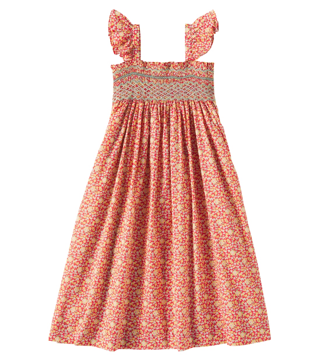 

Платье Frances из хлопка со сборками Bonpoint, Coquelicot
