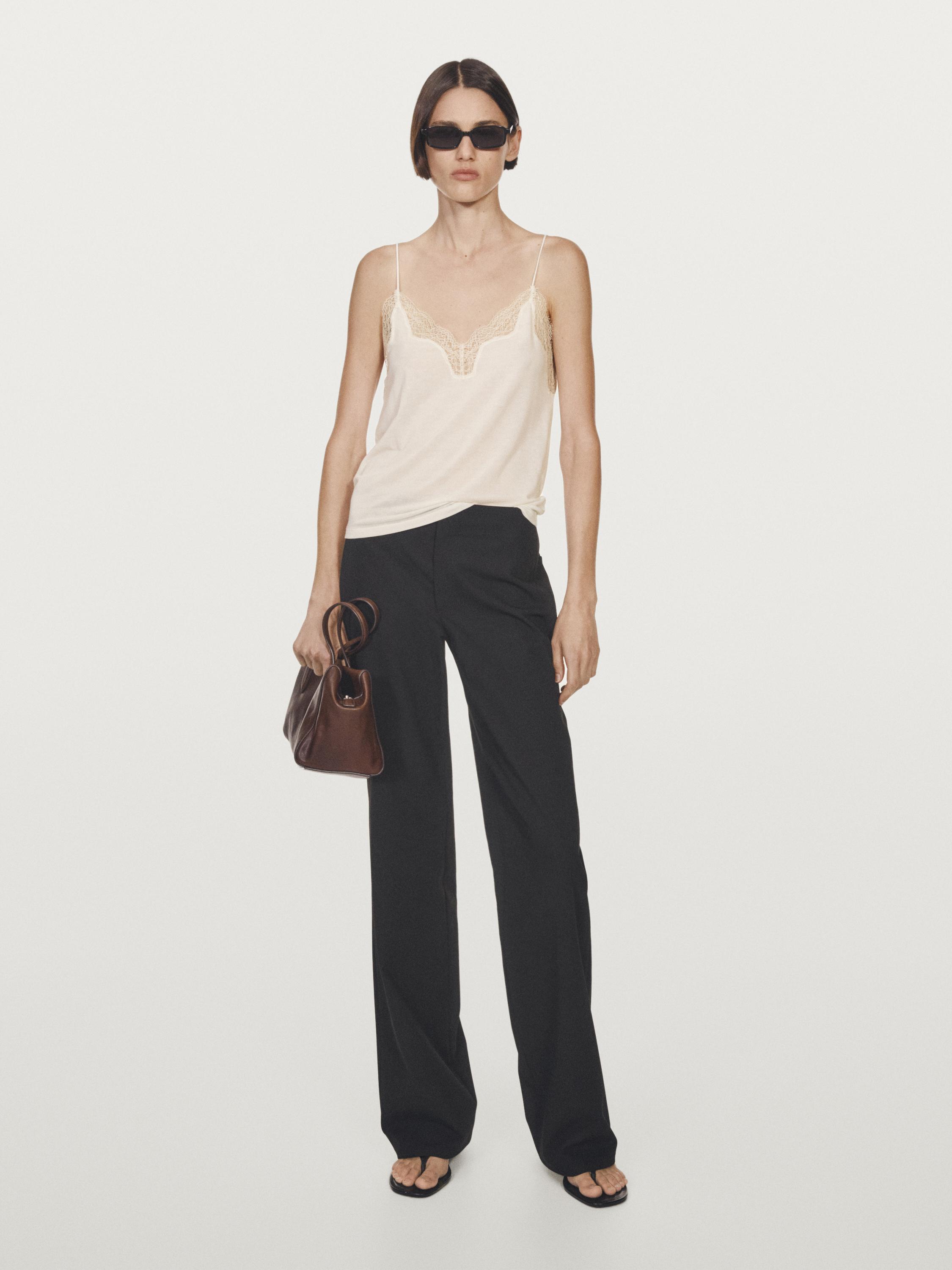 

Топ-Комбинация с кружевной отделкой Massimo Dutti, желтый