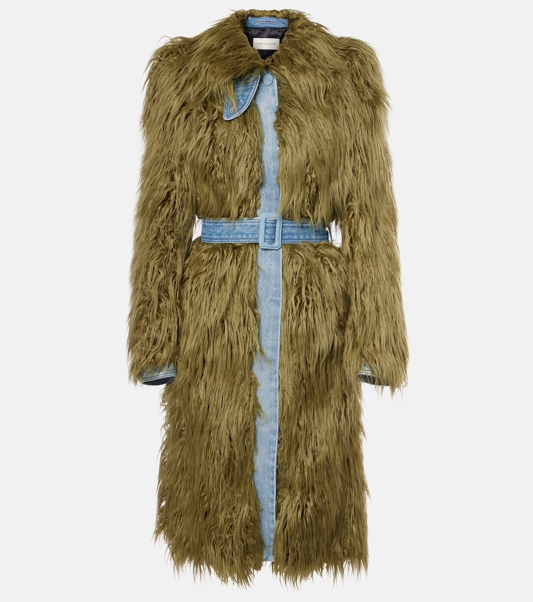 

Джинсовое пальто Rangel с отделкой из искусственного меха Dries Van Noten, зеленый