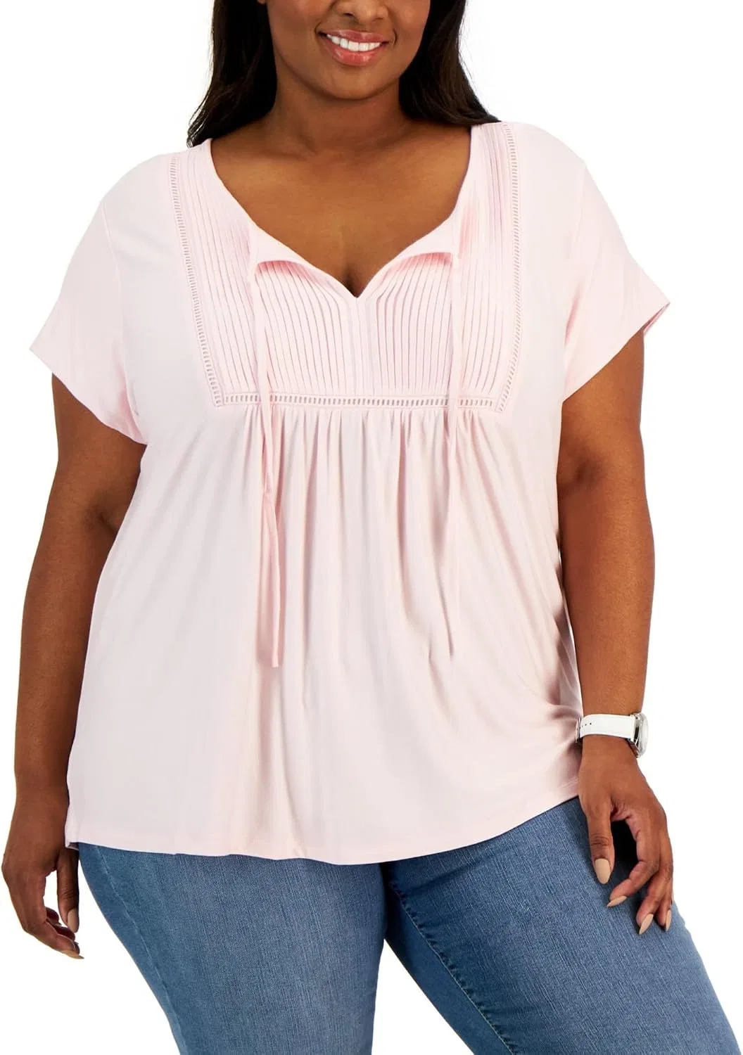 Футболка женская Soft Short Sleeve Knit Top, Tommy Hilfiger, балетно-розовый