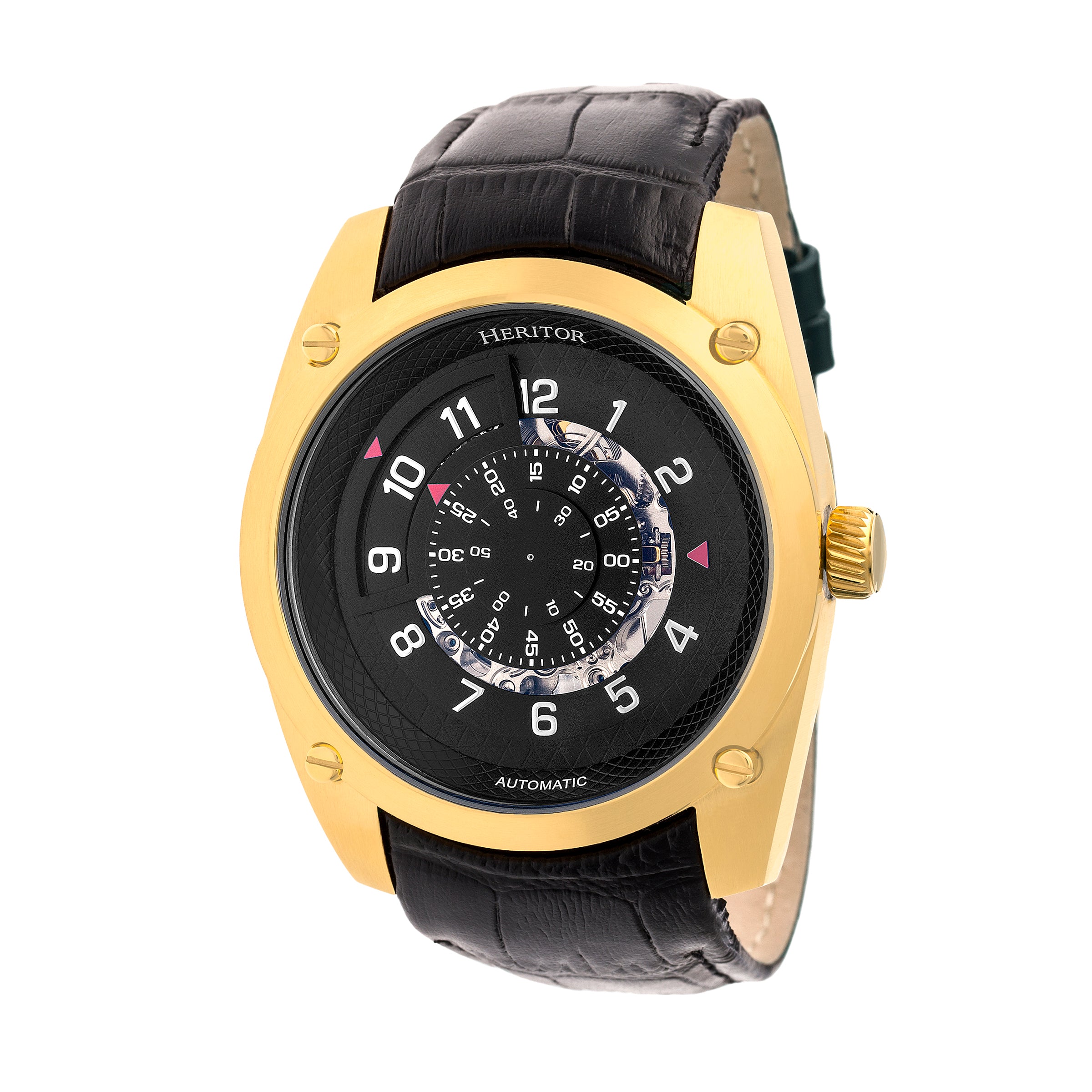 

Часы Daniels Semi-Skeleton с кожаным ремешком Heritor Automatic, золотой
