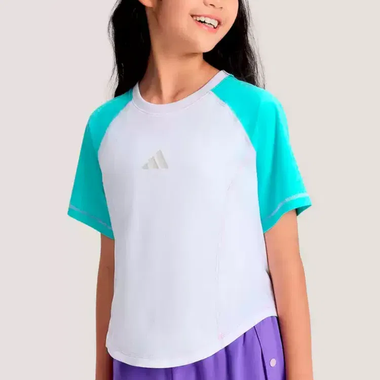Детская футболка с круглым вырезом Adidas, White & Mint Green — фото 3