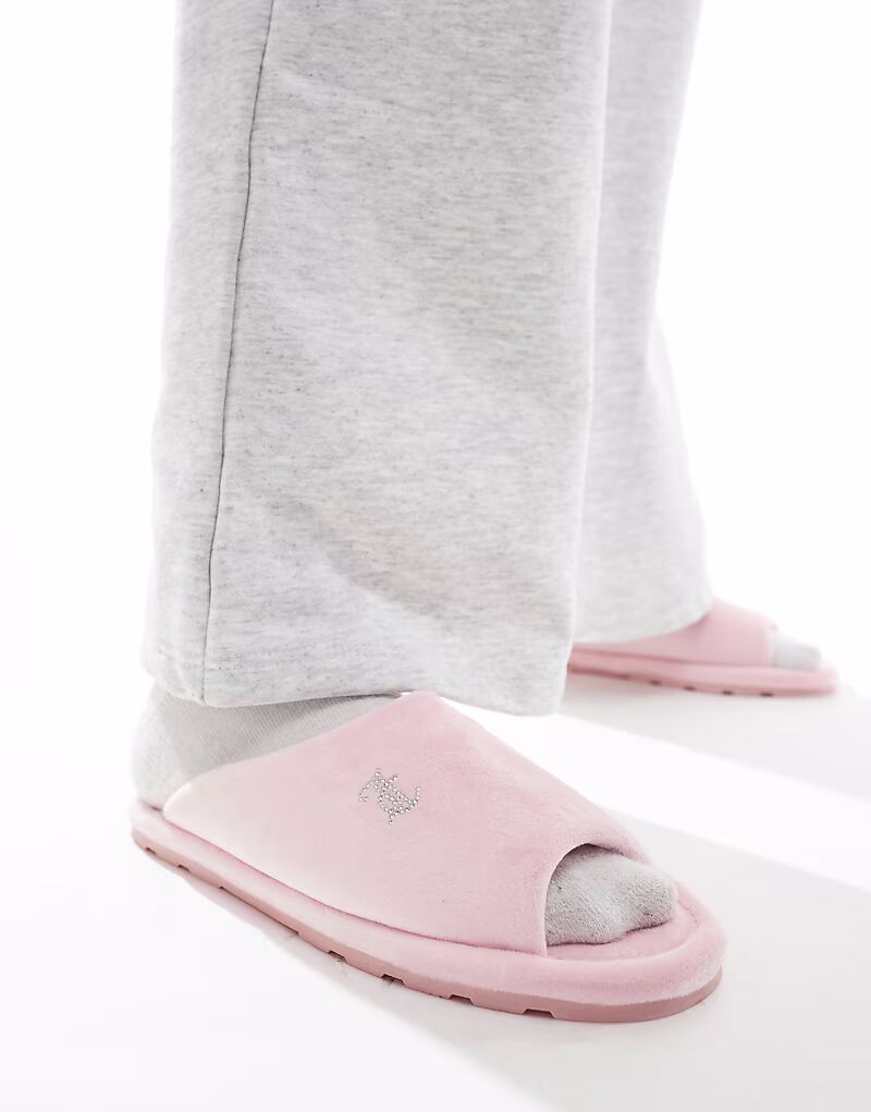 Велюровые тапочки Juicy Couture нежно-розового цвета