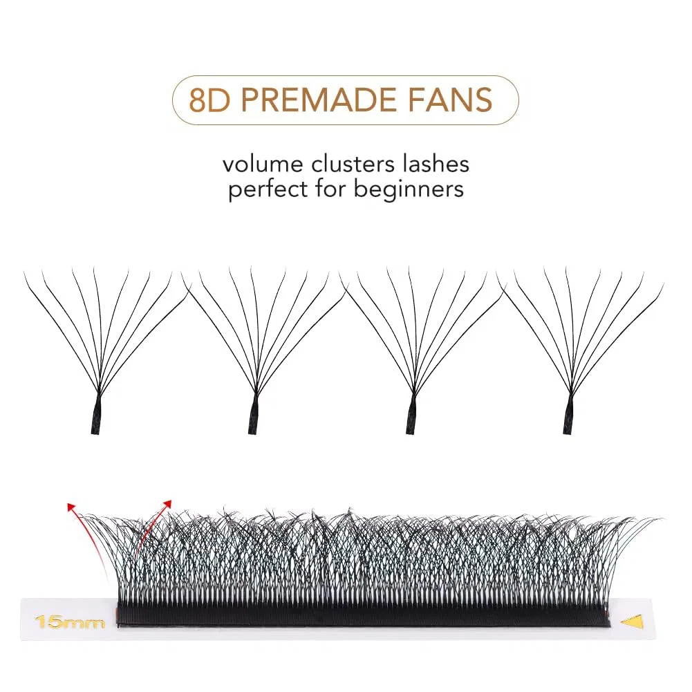 Накладные ресницы 8D W «Premade Fans» от Lunamoon Lunamoon, 8D-0.07-C — фото 3