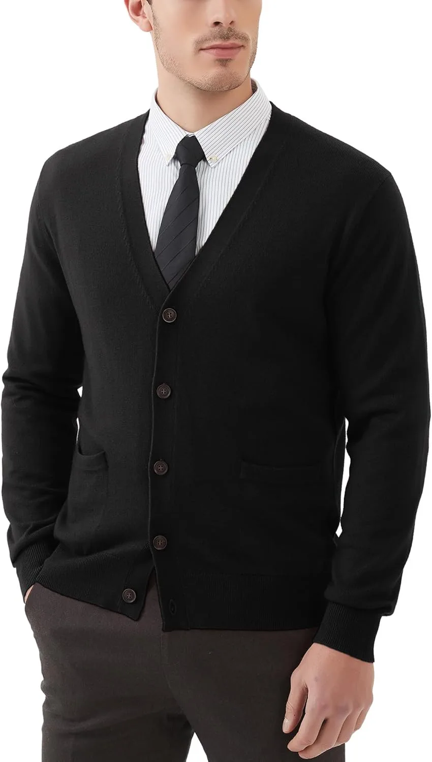 

Мужской кардиган Kallspin из шерстяной смеси с V-образным вырезом и карманами