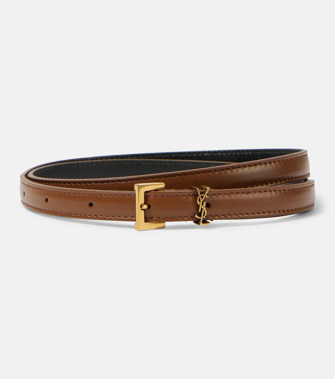 

Ремень Cassandre из кожи экстра-тонкий Saint Laurent, Ginger Bread