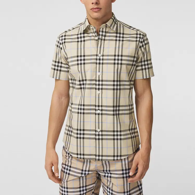 Рубашка мужская Burberry светло-бежевая — фото 2