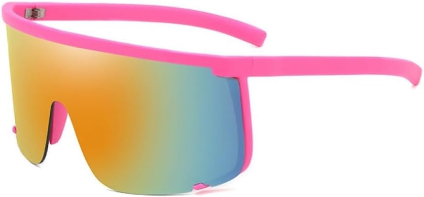 

Мужские солнцезащитные очки большого размера, солнцезащитные очки-щитки в полуободковой оправе для женщин, защитные очки с защитой от УФ-излучения UV400 WNCKSQ, Pink-red Mirror