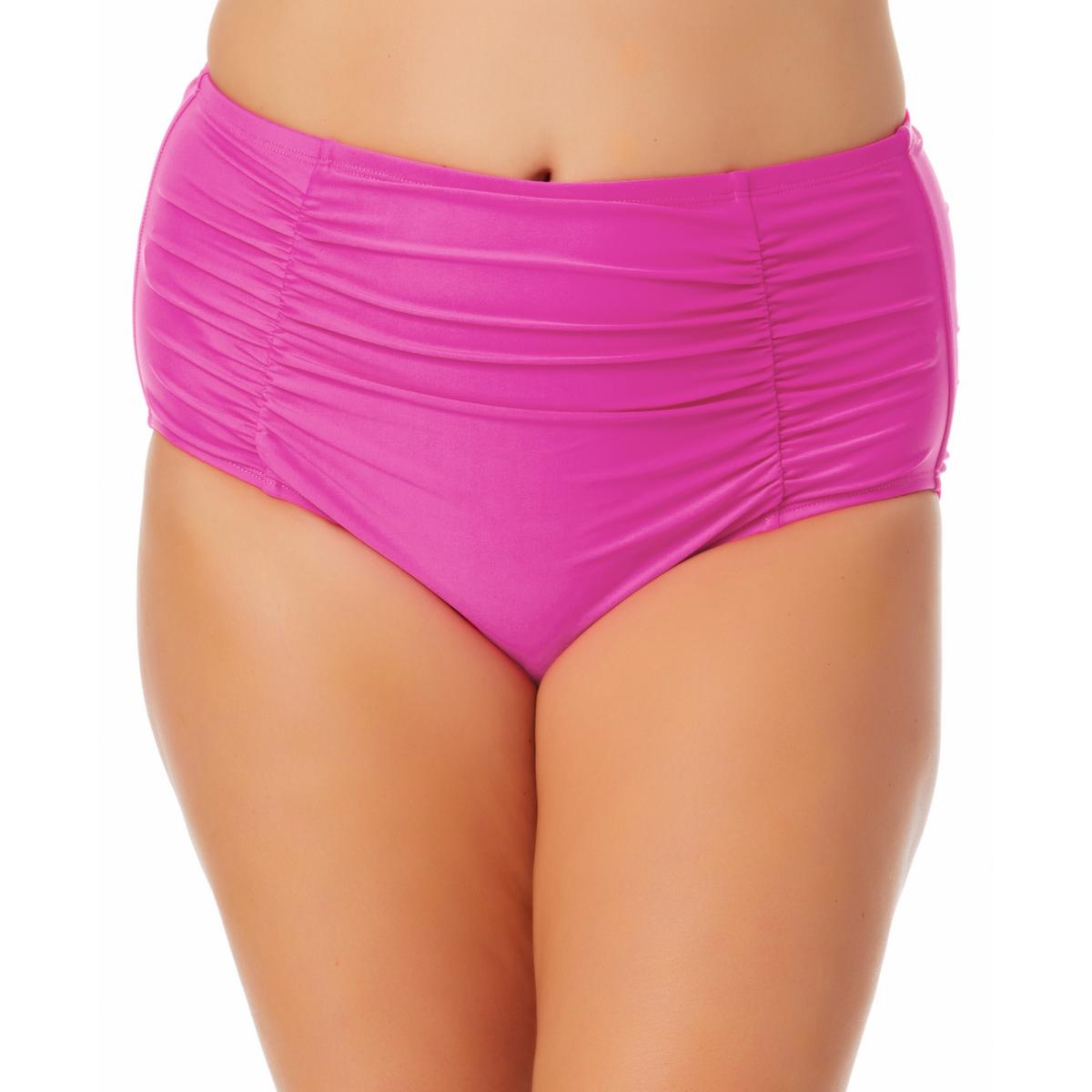 

Плавки для плавания Plus Womens Solid High Waist California Waves, фуксия