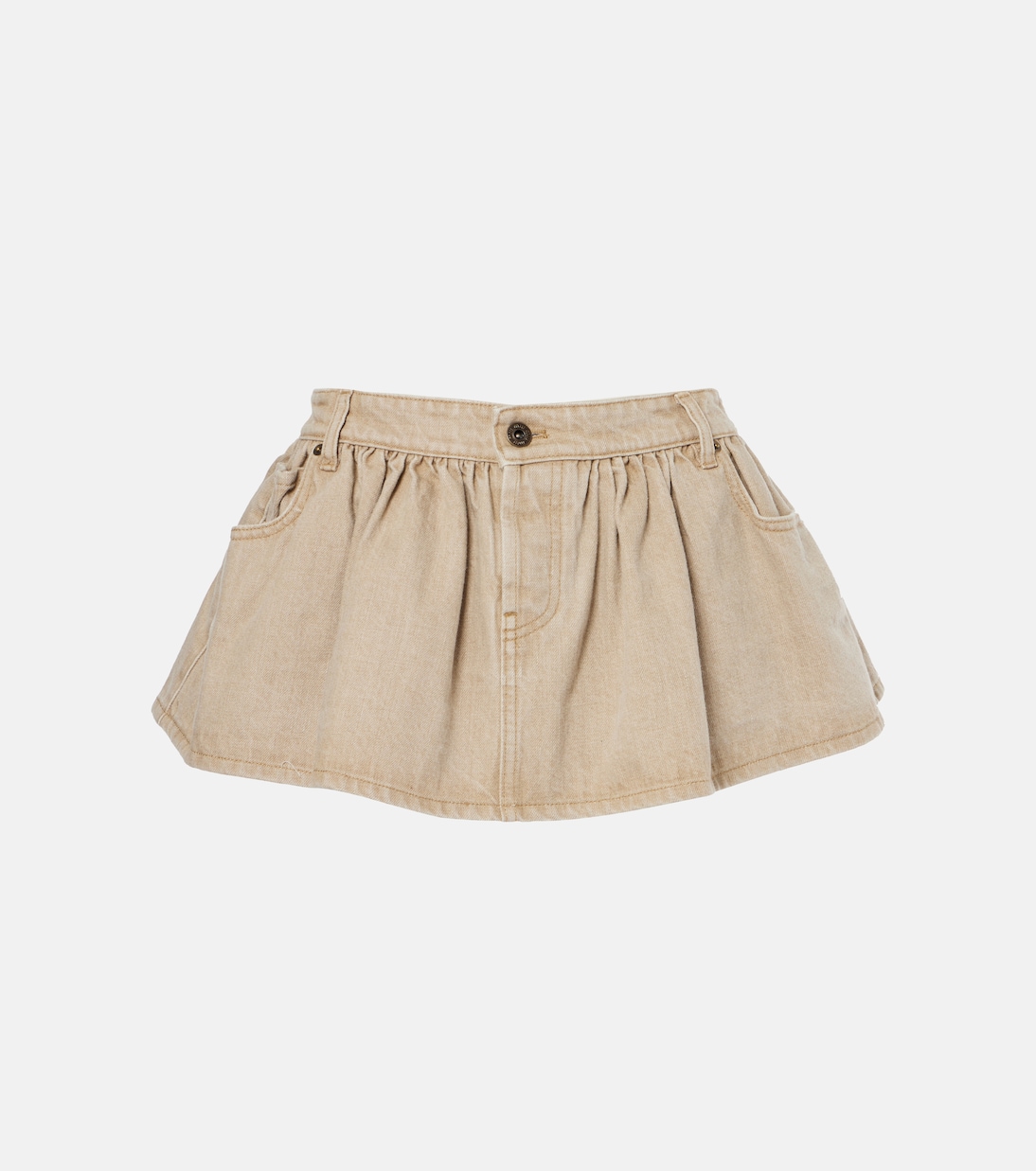 

Джинсовая мини-юбка с рюшами Miu Miu, Beige Denim