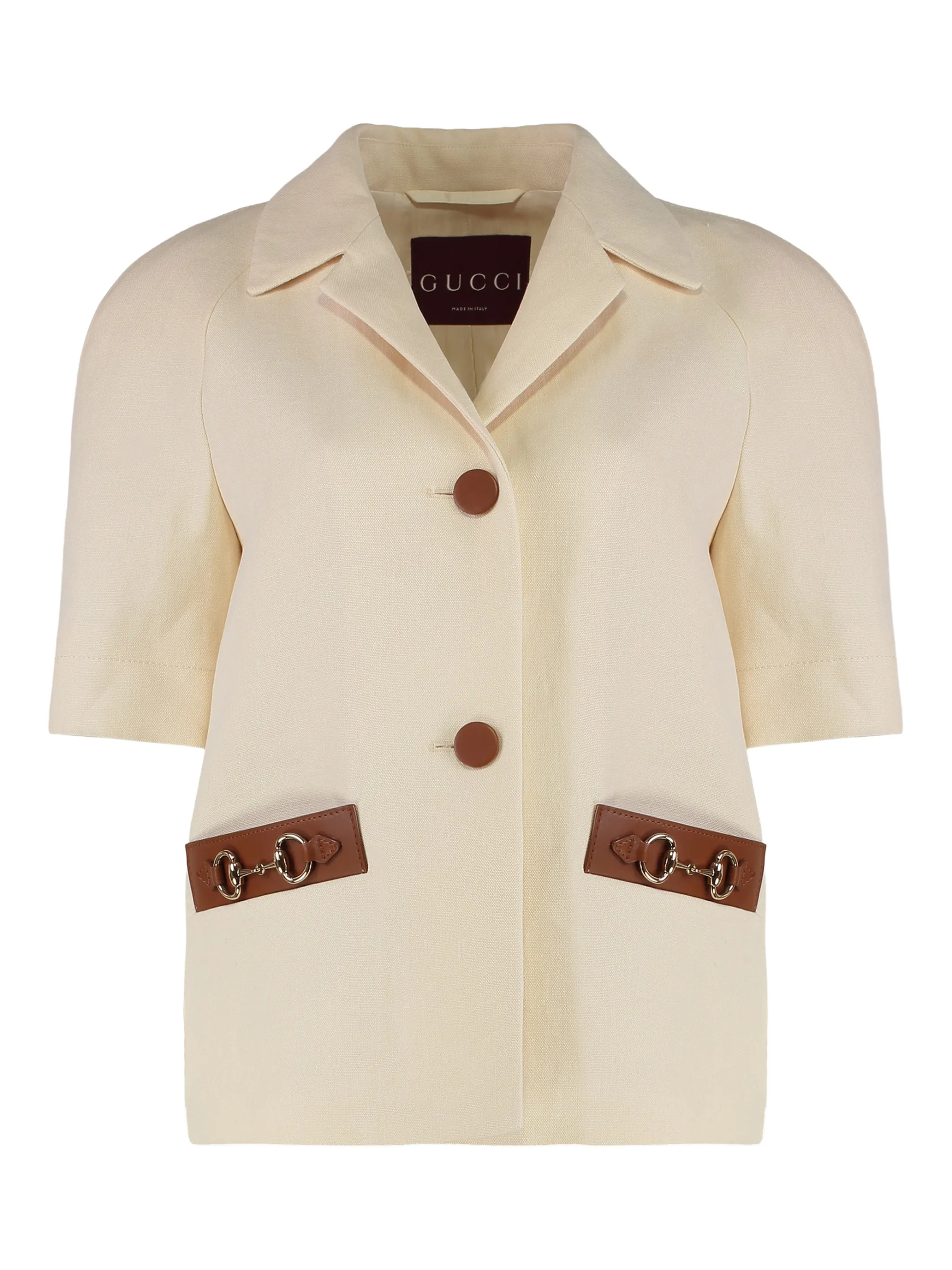 

Блейзер с деталями в виде лошадиных укусов Gucci, нейтральный