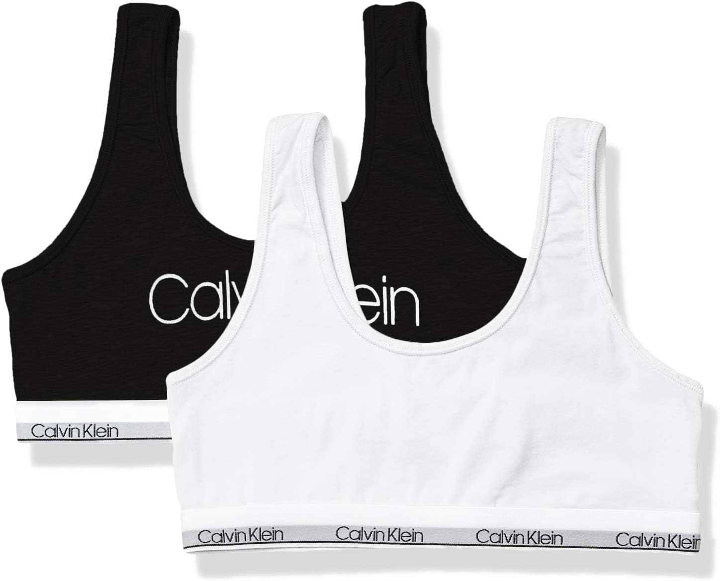 

Бюстгальтеры-бралетты Calvin Klein Girls Modern, упаковка и поштучно, 2 Pack - Black With Logo, White