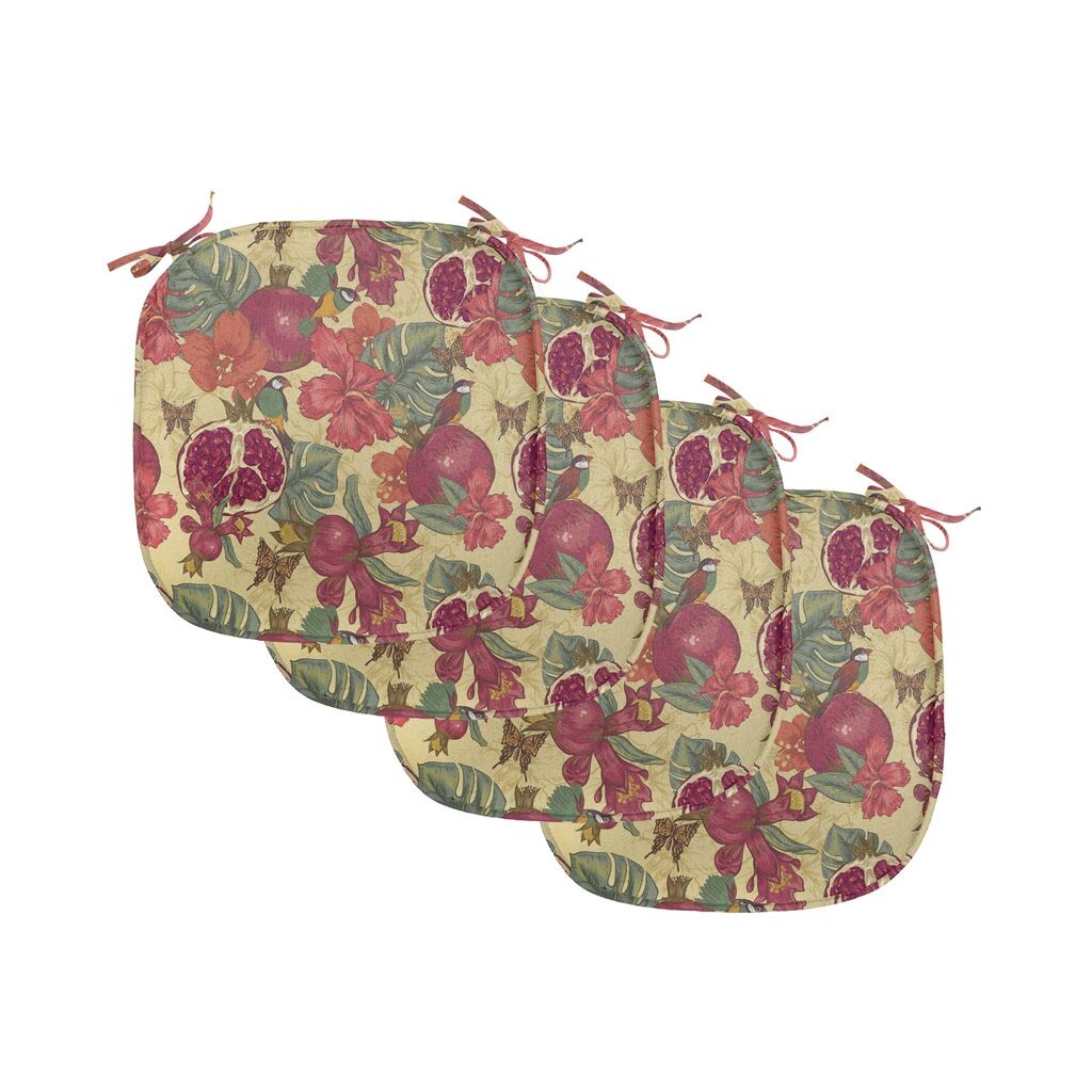 

Красные подушки на обеденный стул ABAKUHAUS, экзотические дикие тропические птицы, декоративная водонепроницаемая подушка с ремнями для кухонных сидений, 40 см x 40 см — упаковка из 4 шт., красный и бежевый