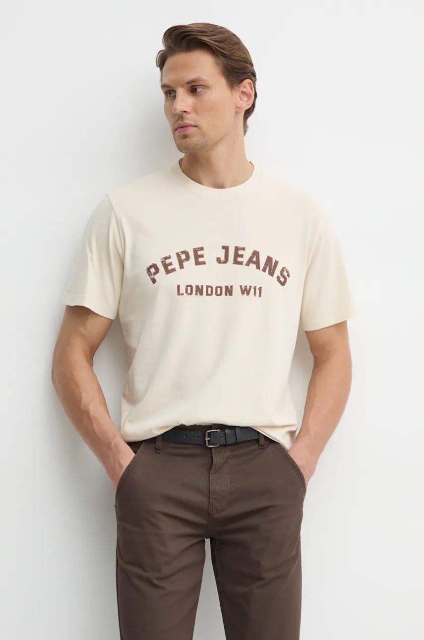 

Хлопковая футболка Pepe Jeans ALDRIDGE, бежевый