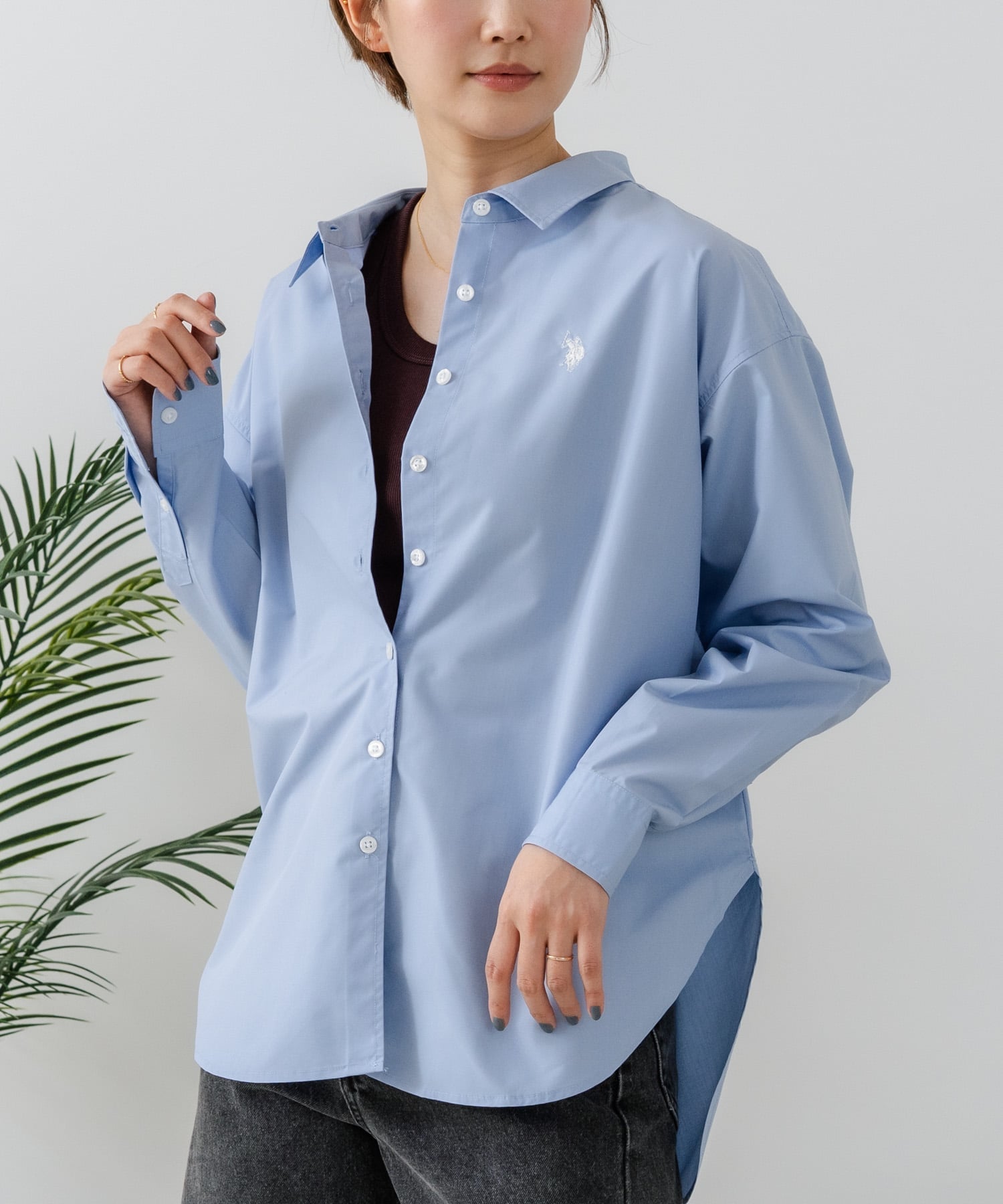 Ассоциация поло США / (Женщины) Рубашка из одноточечной ткани U.S. Polo Assn., blue — фото 2