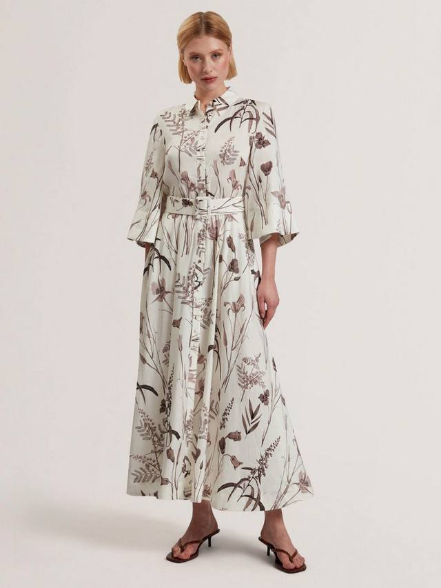 

Роскошное льняное платье luwisa в цветочек Ted Baker, цвет White/Brown