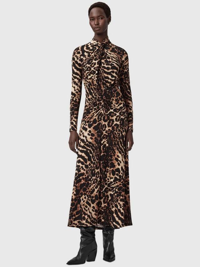 

Платье макси Mina в стиле animal print AllSaints, Pardus Honey