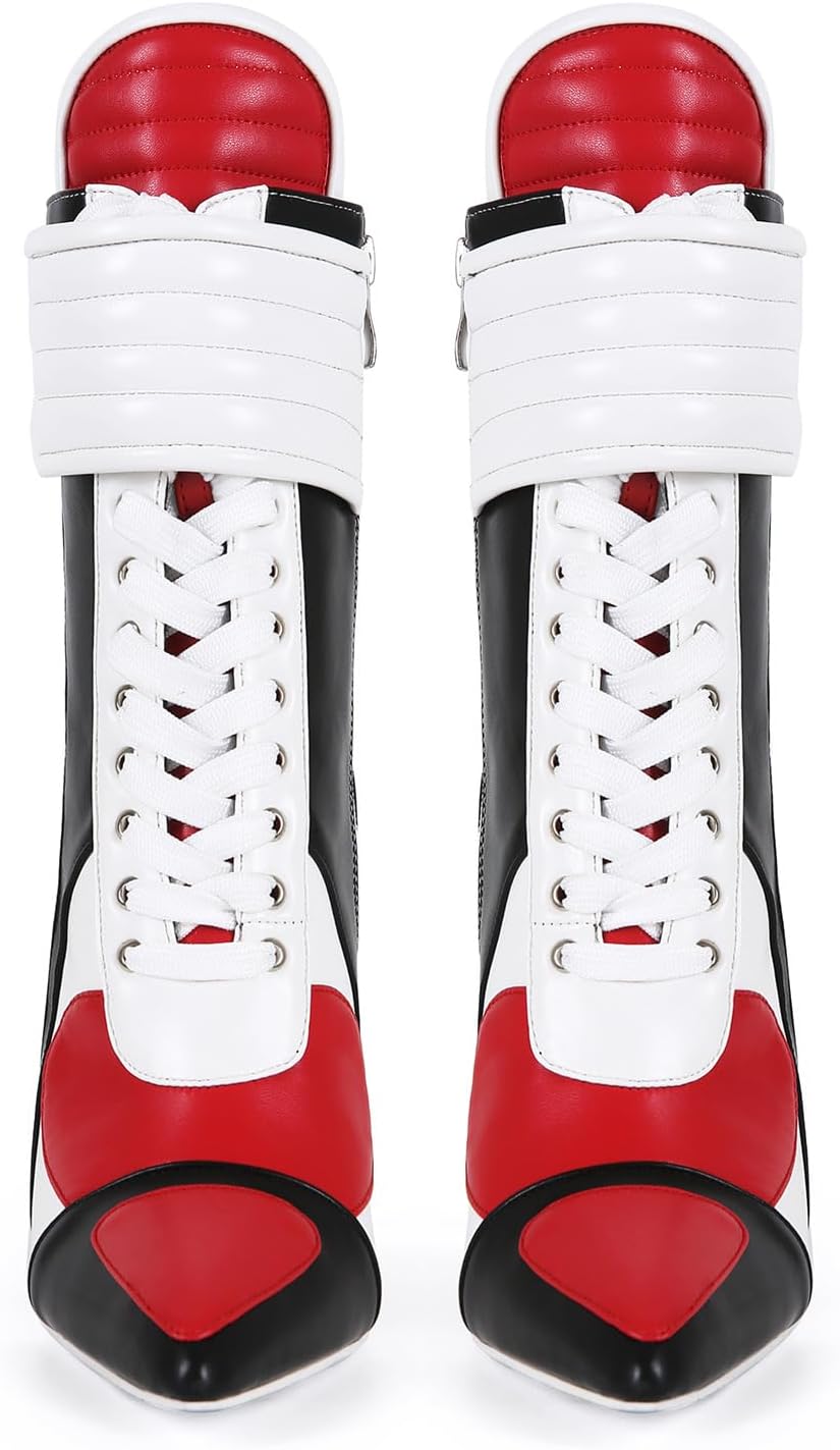 Баскетбольные ботильоны Stiletto Sport с высоким каблуком, заостренным носком, эластичной тканью, кроссовки на молнии, удобная обувь для женщин и мужчин Maiosfy, Us8.5 — фото 2