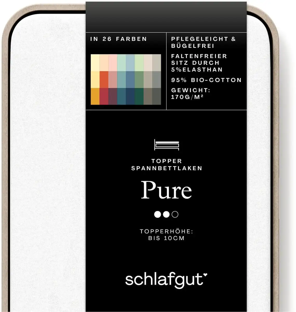 

Простыня Schlafgut "PURE TOPPER" хлопковая 140-160х200-220 см, цвет full-white