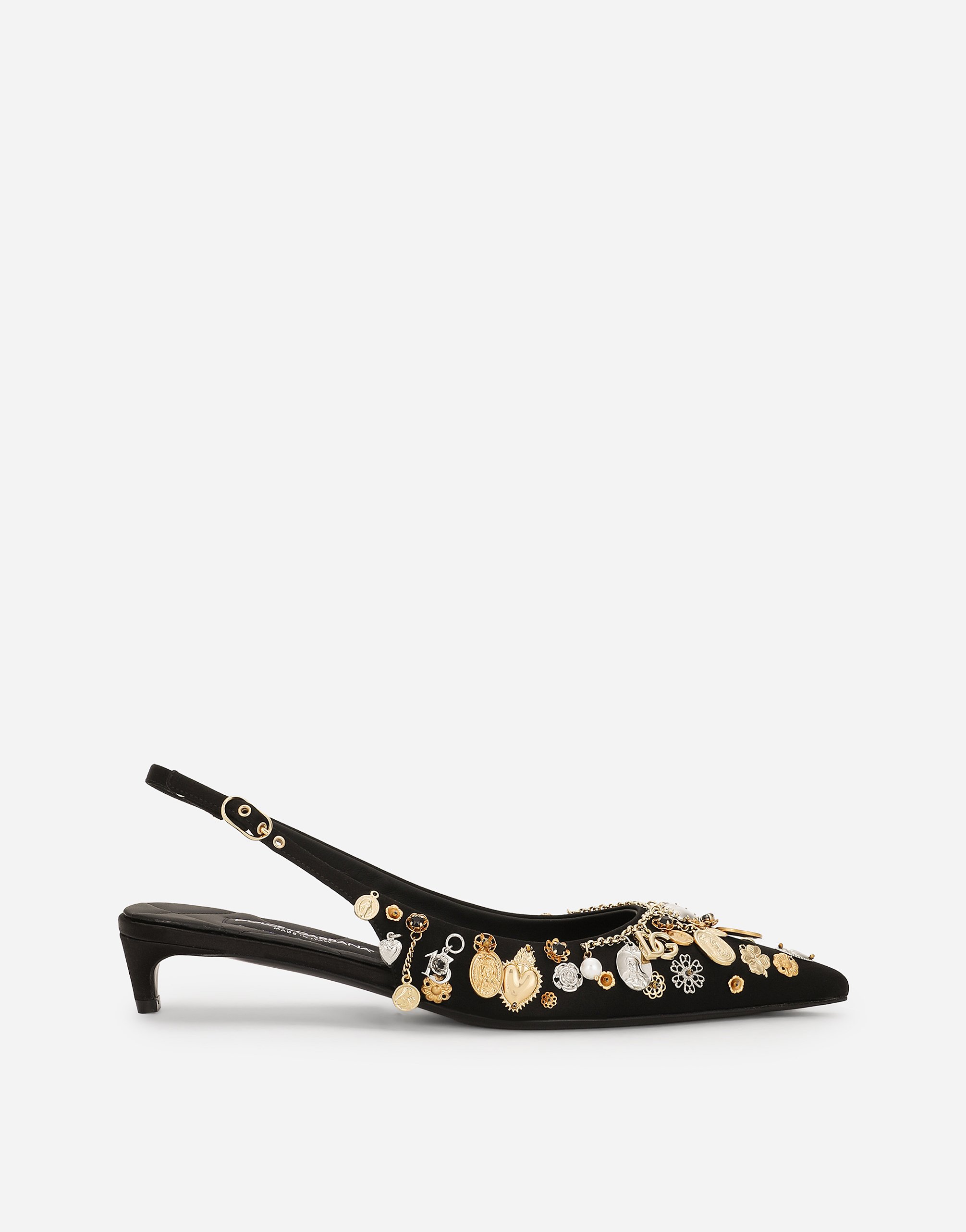 Атласные и вышитые туфли-слингбэки Dolce & Gabbana, мультиколор