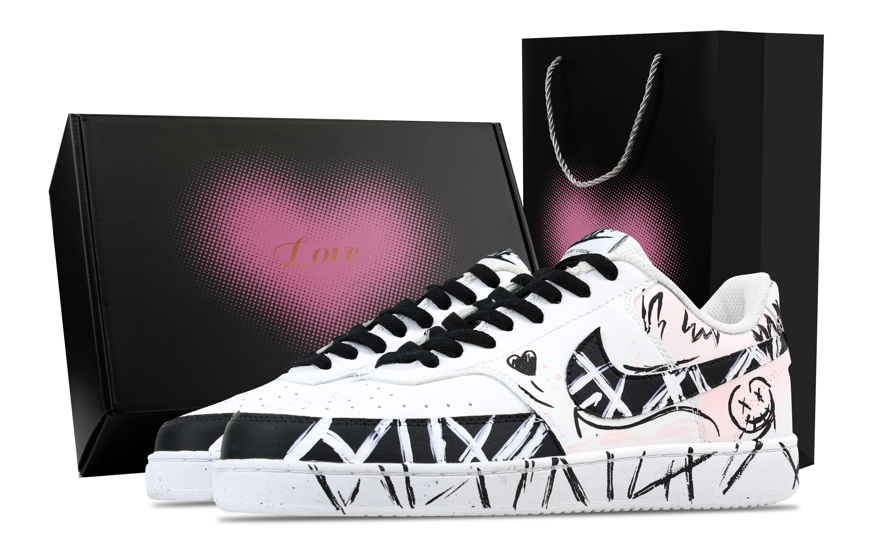

Nike Кроссовки для скейтбординга Court Vision 1 Low Top, мужские, белые, черные