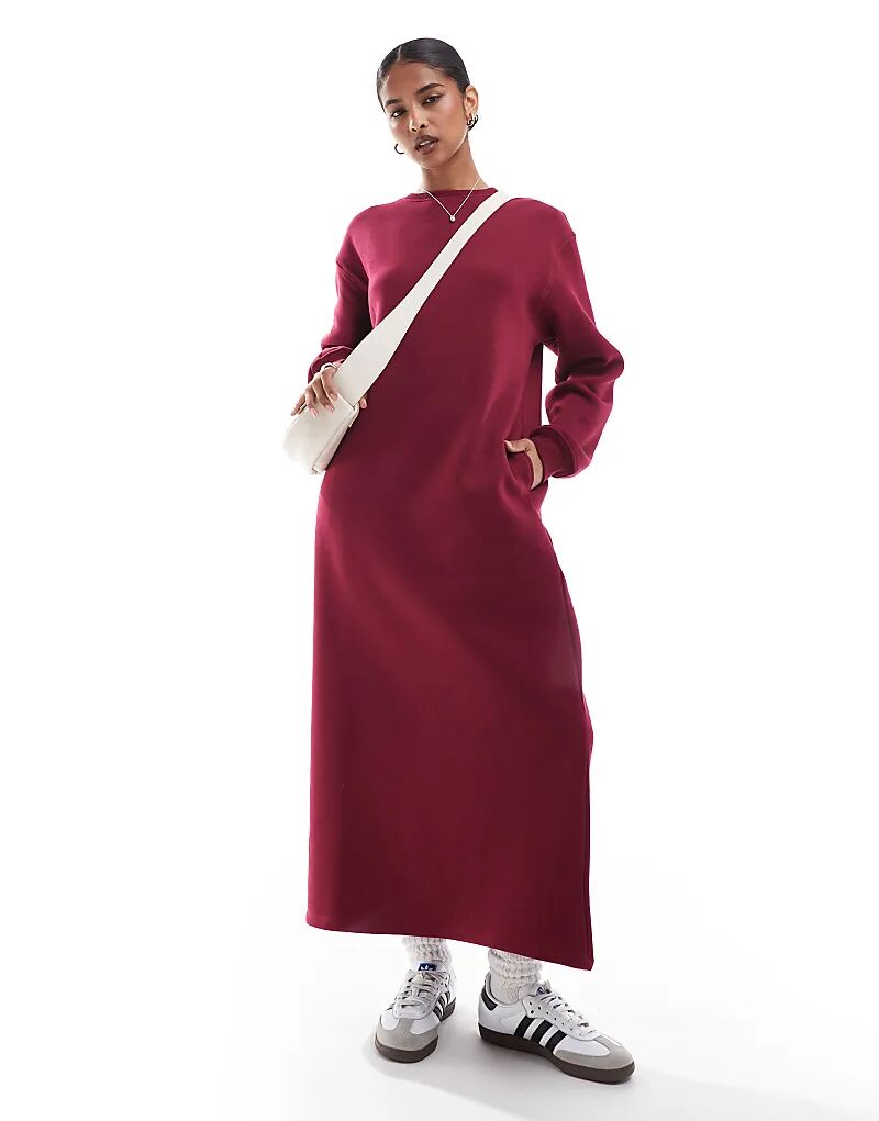 

Свободное платье-миди бордового цвета ASOS DESIGN
