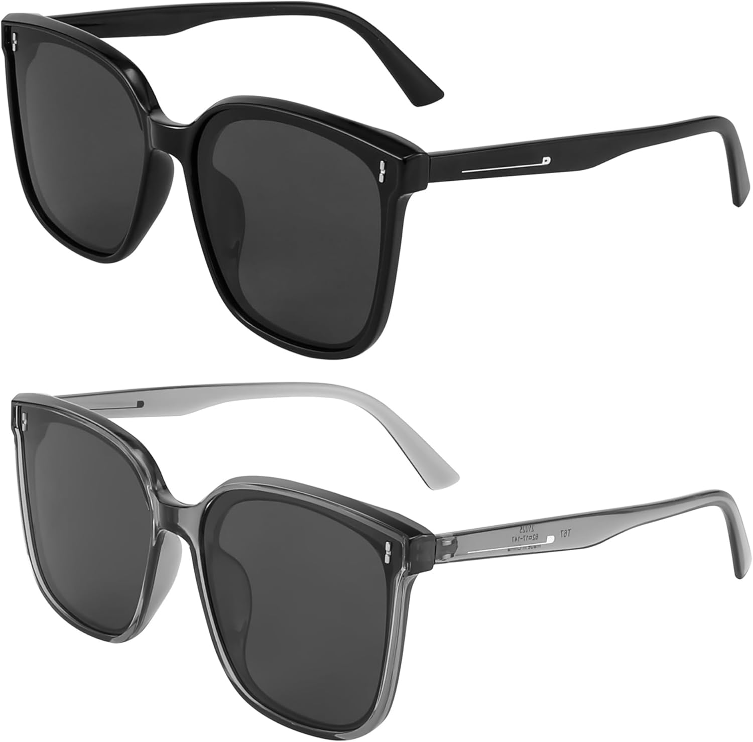 

FEISEDY Женские большие винтажные поляризованные солнцезащитные очки квадратной формы, милые, модные, классические, простые, мужские B2758, Z2pack(001 Black Frame & Grey Lens+002 Transparent Grey Frame & Grey Lens)