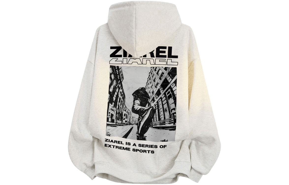 

Толстовка Unisex Hooded Moderate Heavyweight ZIAREL, белый heather серый