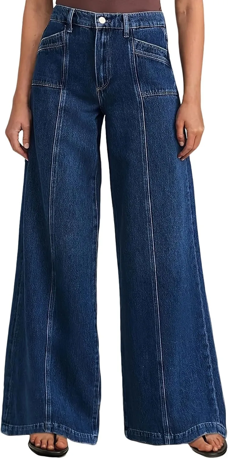 

Женские джинсы utcoco с высокой талией и широкими штанинами