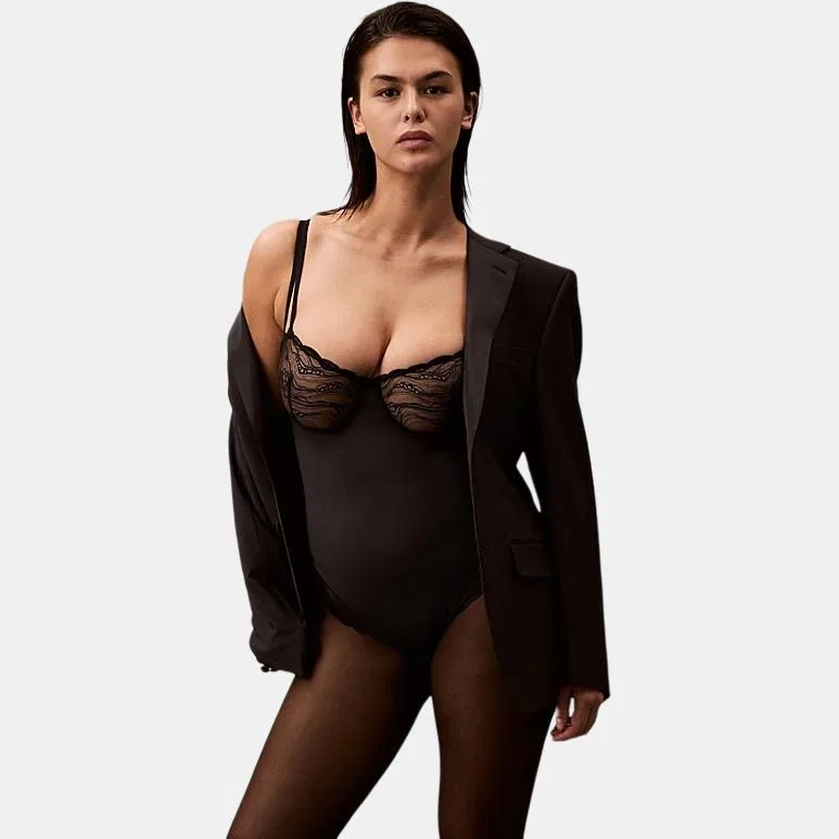 Боди Calvin Klein Black с кружевной отделкой — фото 3