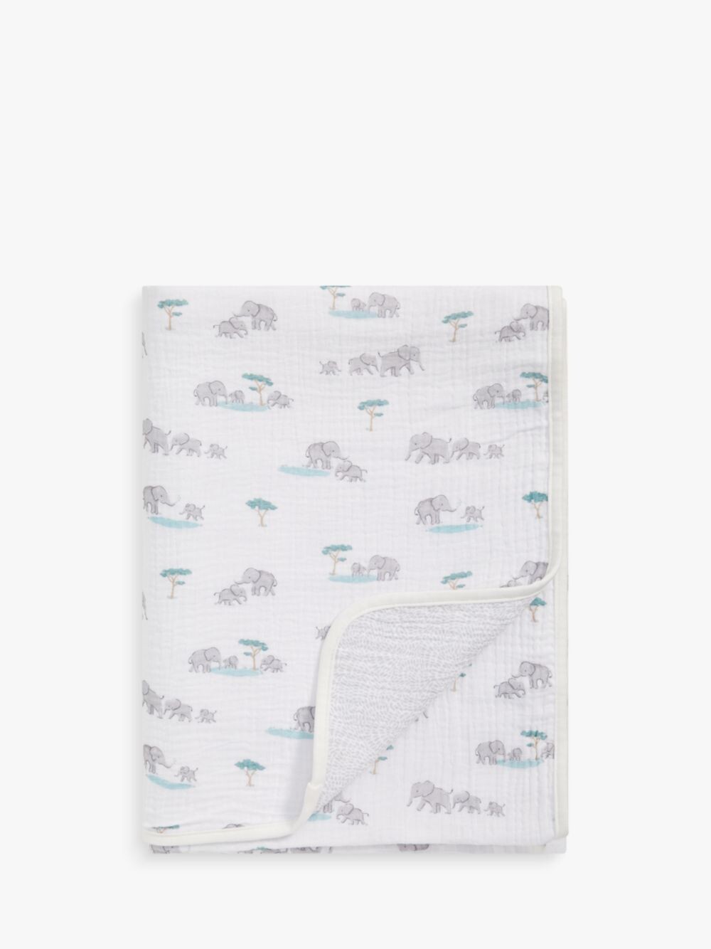 

Двустороннее муслиновое одеяло John Lewis с принтом слона, 120 x 120 см