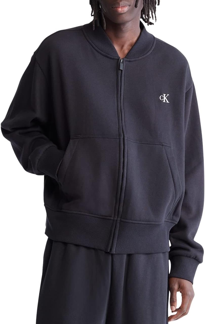 

Мужская флисовая куртка-бомбер Calvin Klein свободного кроя с логотипом Archive, Black Beauty