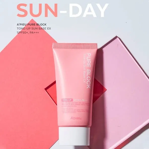 Солнцезащитная база под макияж «Pure Block Tone-Up Sun Base EX» SPF50+ PA+++ от Apieu Generic — фото 2
