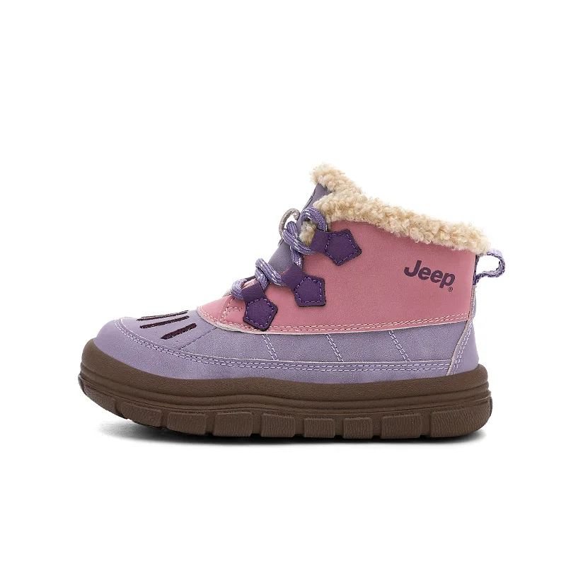 Утепленные детские противоскользящие износостойкие ботинки Jeep, Coffee Brown/Begonia Pink[Thin Cotton] — фото 3