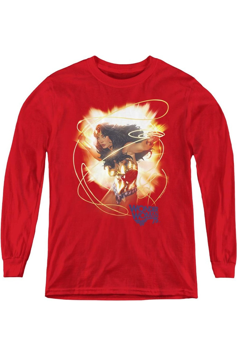 

Футболка с длинным рукавом Wonder Woman 75th Burst Youth Gildan, красный