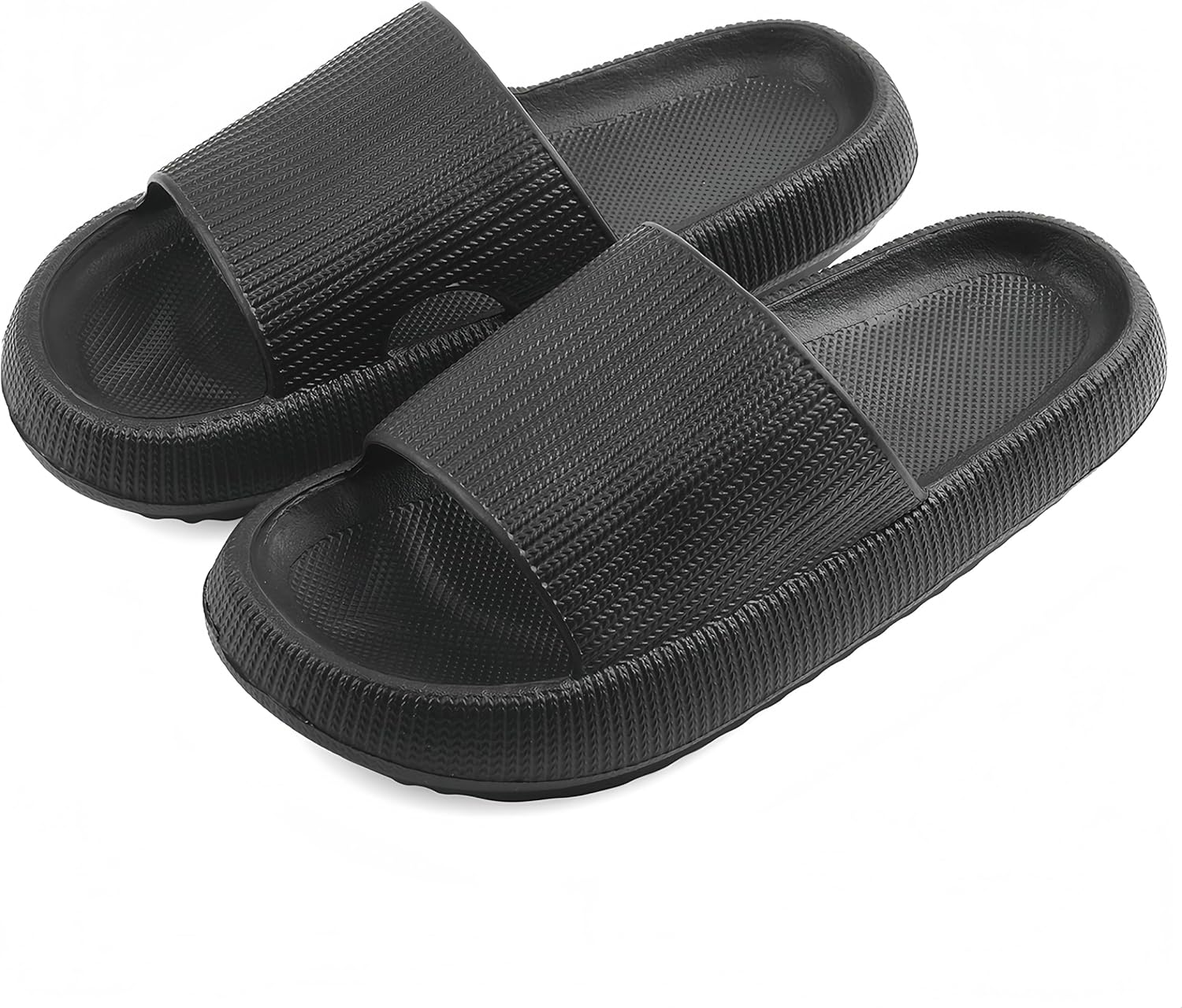 

Шлепацы для женщин и мужчин, подушка, тапочки, шлепанцы для душа, домашние шлепанцы, быстросохнущие, с нескользящей толстой пеной Vonmay, черный