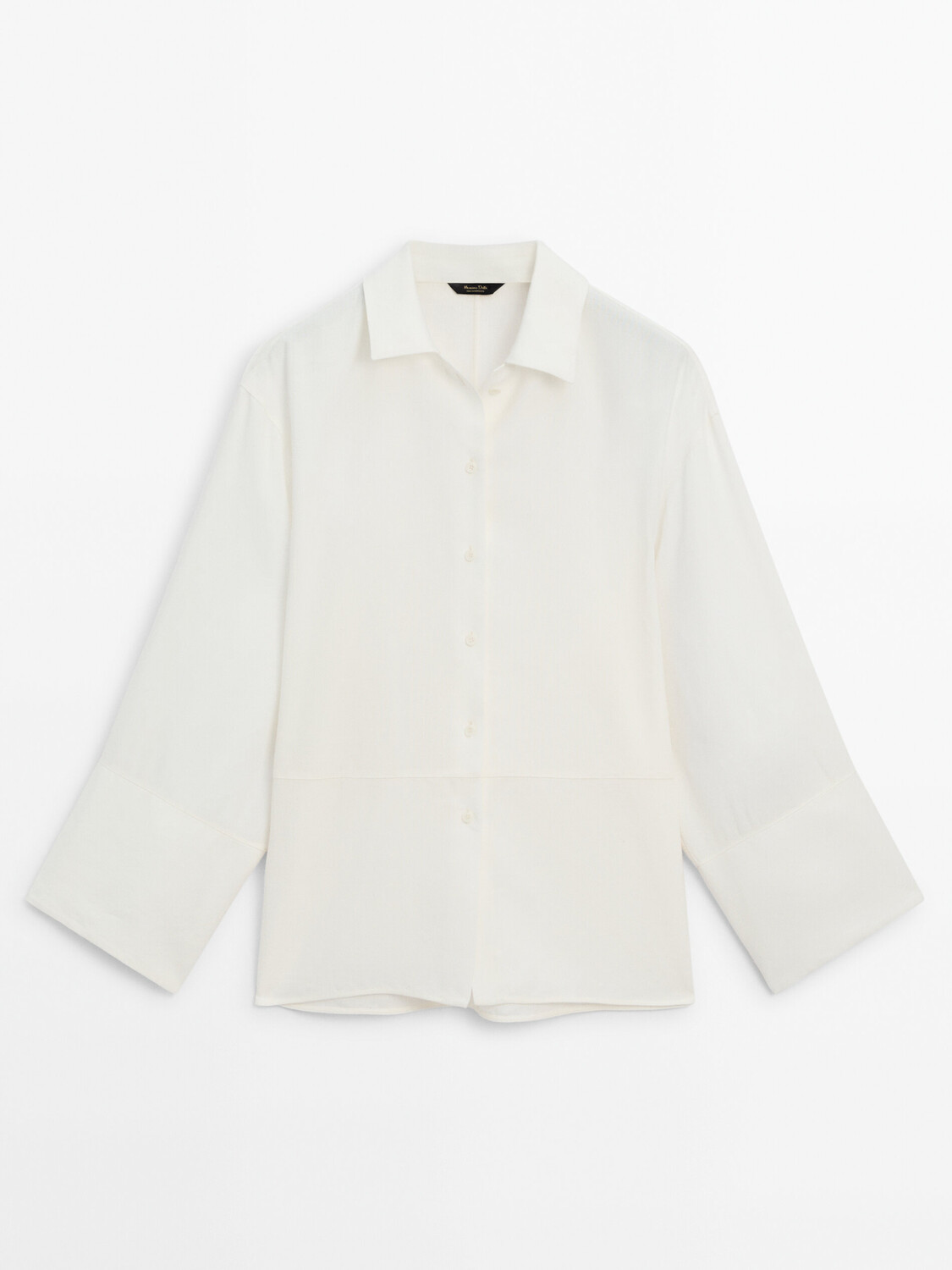 

Льняная рубашка в деревенском стиле Massimo Dutti, бежевый