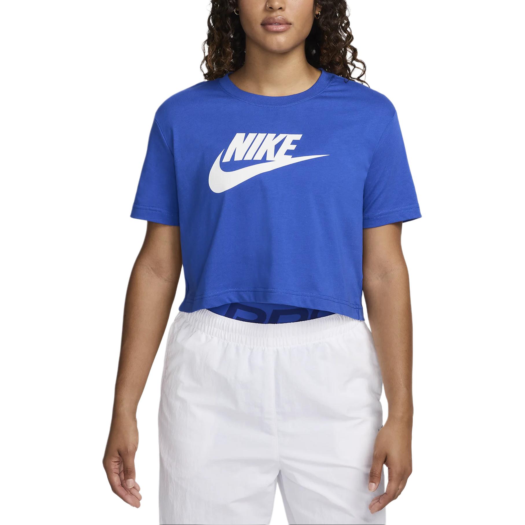 

Nike Женская футболка Sportswear Essentials Series с заниженной линией плеч, королевского синего цвета