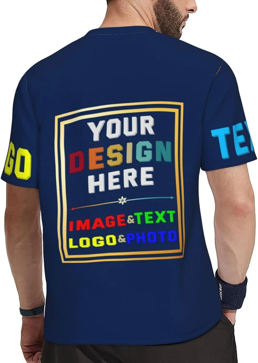 Футболка Custom для мужчин с принтом на передней и задней стороне — фото 3
