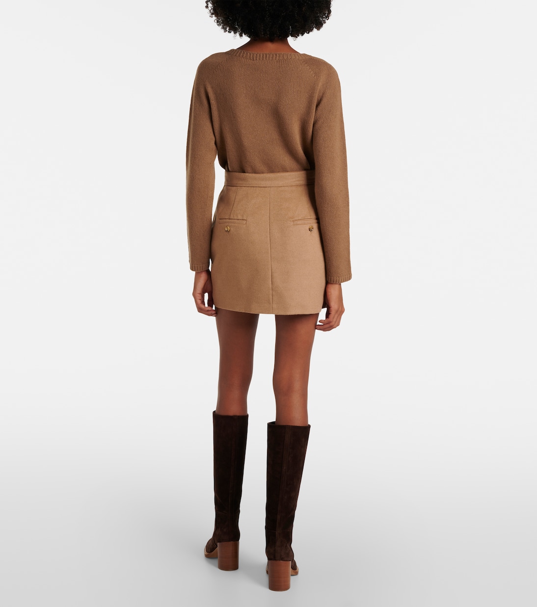 Мини-юбка из верблюжьей шерсти Ancella Max Mara, Cammello — фото 3
