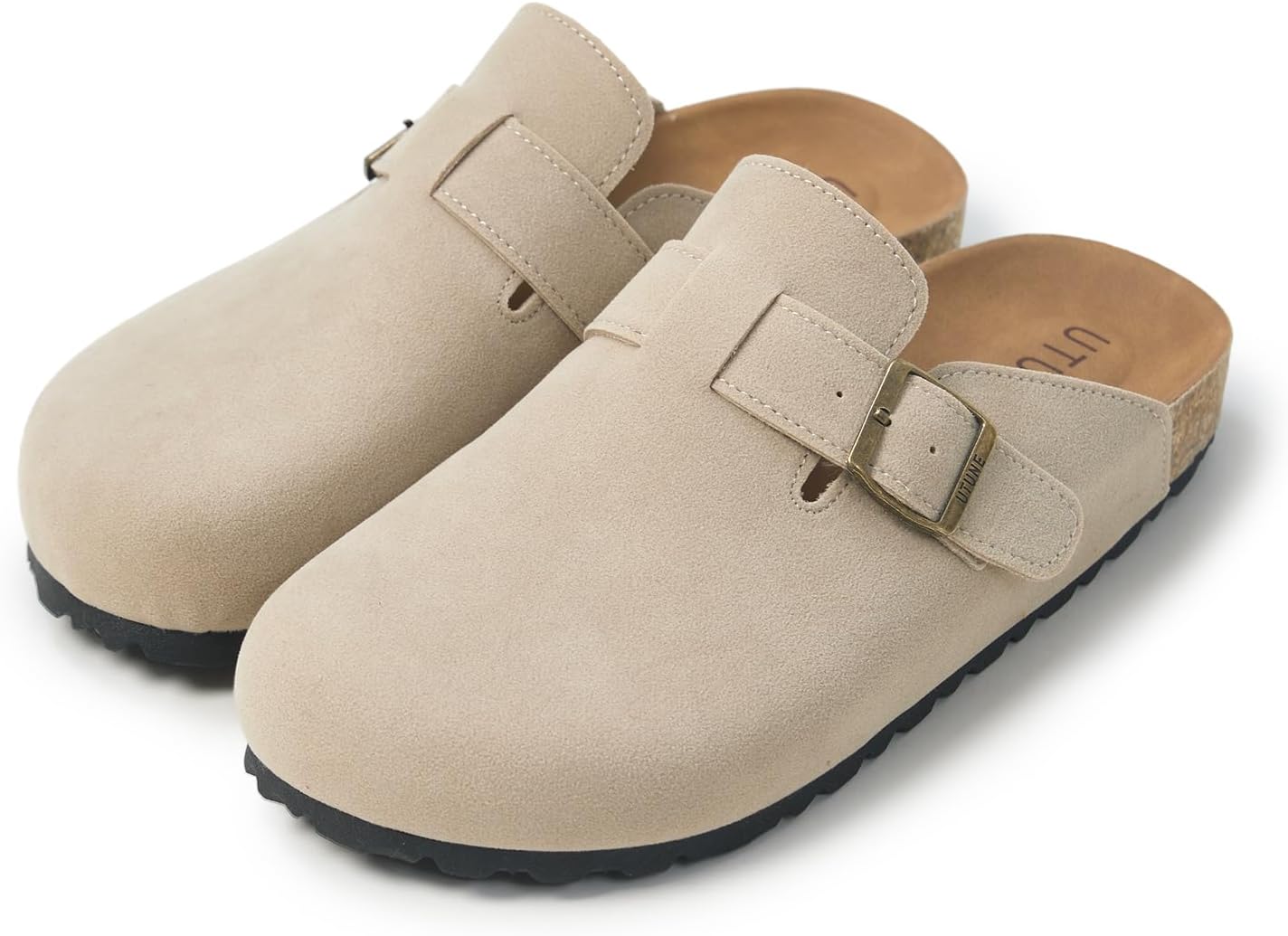 

Женские замшевые сабо utune, удобные туфли без застежки с регулируемой пряжкой, стелька с поддержкой свода стопы из пробки, нескользящая подошва, сабо для мужчин и женщин, Oatmeal