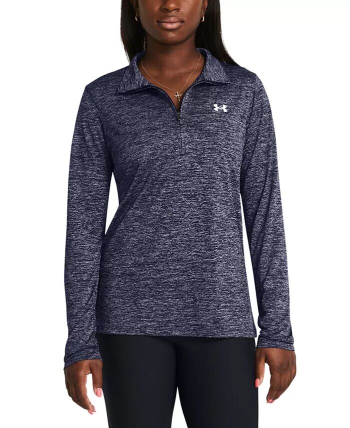 

Женский топ Twist Tech с молнией до половины и логотипом Under Armour, синий