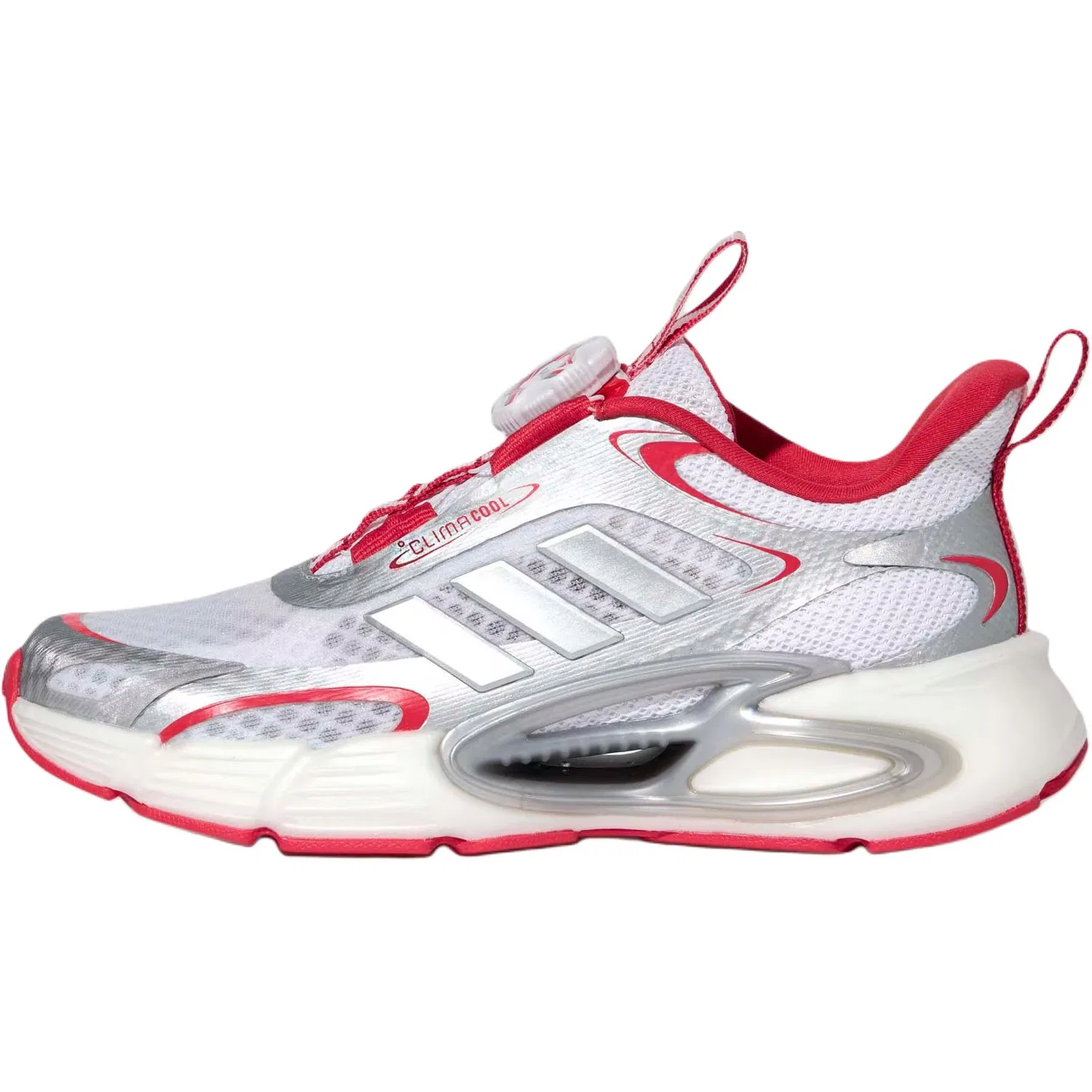 Кроссовки Climacool Slip Resistant, Abrasion Resistant, Rebound Low top Running Shoes White Silver Red детские Adidas