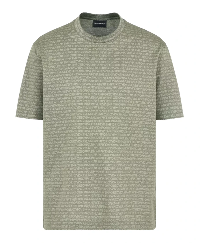 Стильная футболка с коротким рукавом, зеленая. Emporio Armani, серый