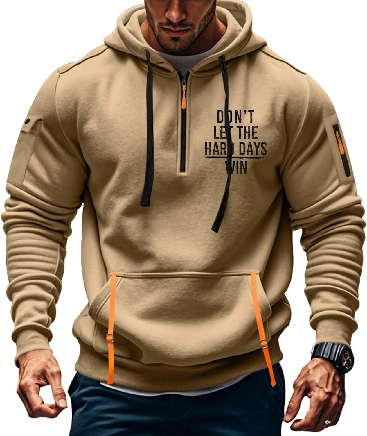 

GOFULY Zip Up Hoodies Men стильный флисовый тактический свитшот с капюшоном и карманом